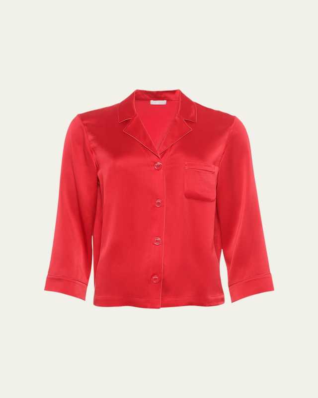 Convive Button-Down Silk Pajama Shirt