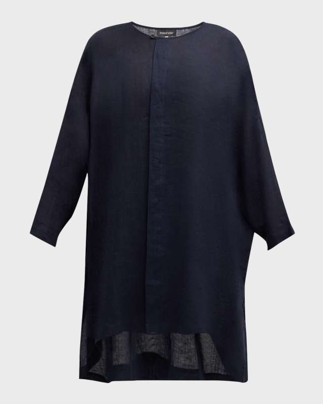 Wide Longer-Back Bound Neck Shirt (Very Long Length) With Slits