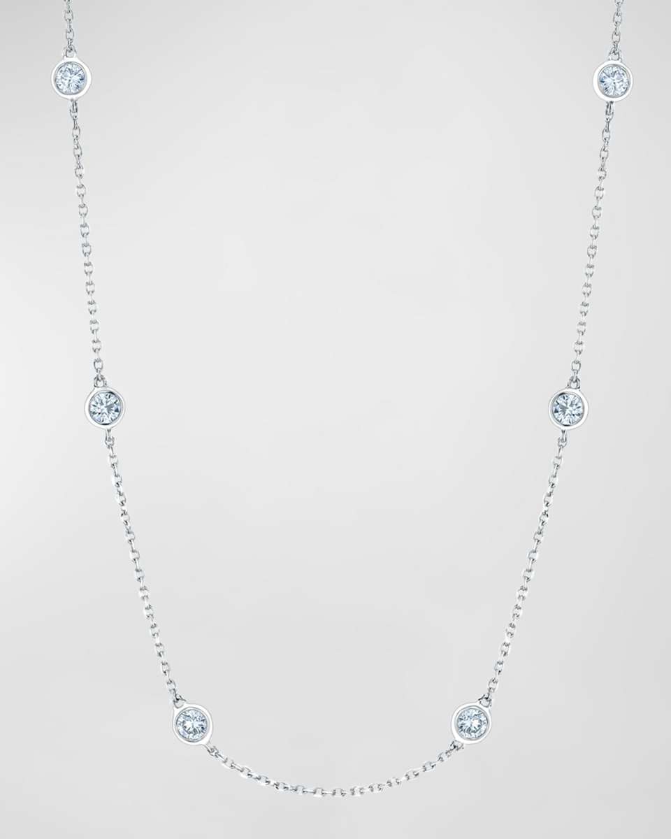 Platinum Diamond Station Chain Necklace, 16"L, 1.80tcw