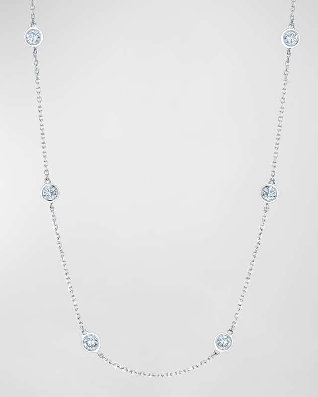 Platinum Diamond Station Chain Necklace, 16"L, 1.80tcw