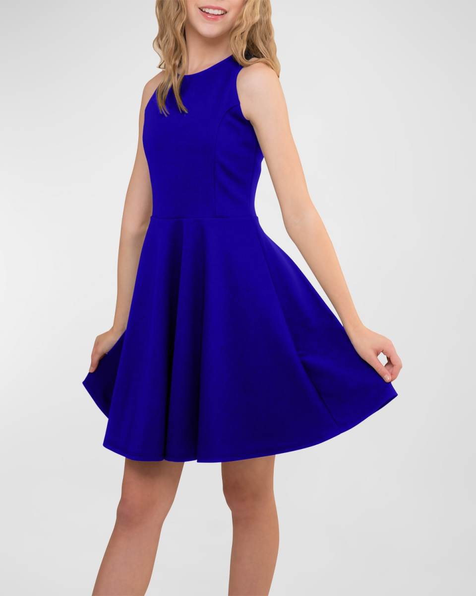 Girl's Sleeveless Fit-and-Flare Dress, Size 8-18