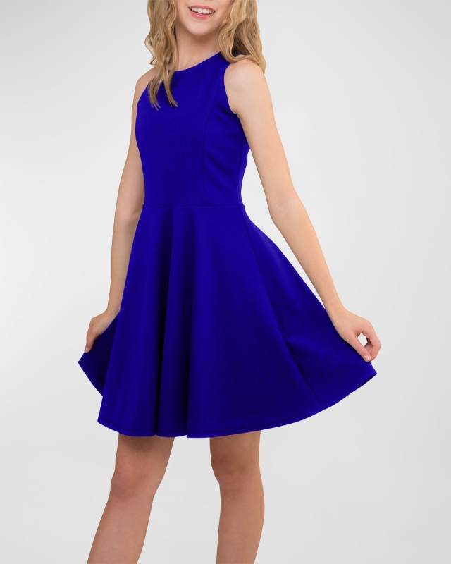 Girl's Sleeveless Fit-and-Flare Dress, Size 8-18