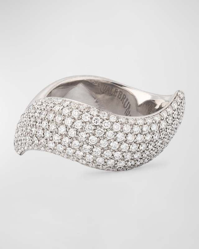 18K White Gold Diamond Pave Ring, Size 7