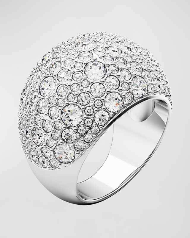 Luna Rhodium-Plated Crystal Pave Statement Ring