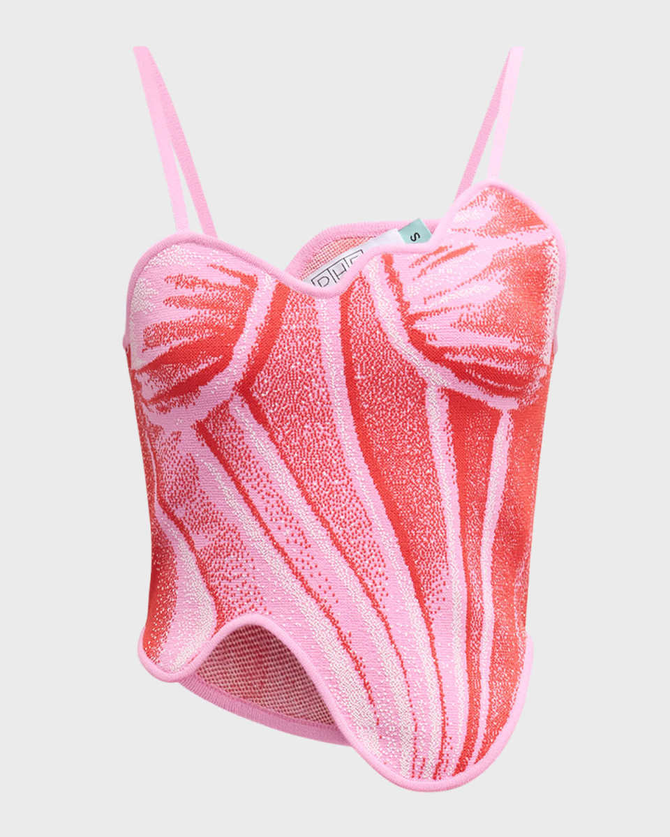 Camellia Denim-Print Tank Top