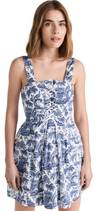 STAUD Mini Sutton Dress Blue Toile