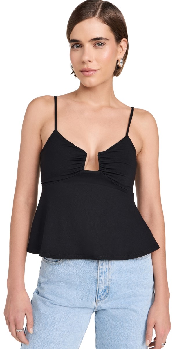 Susana Monaco String Square Flare Top Black
