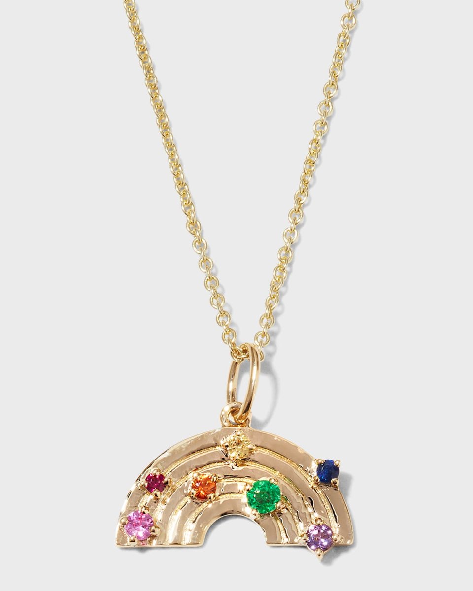 Rainbow Charm on Light Tiffany Chain Necklace