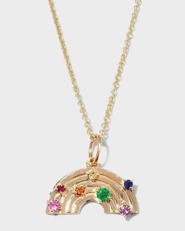 Rainbow Charm on Light Tiffany Chain Necklace