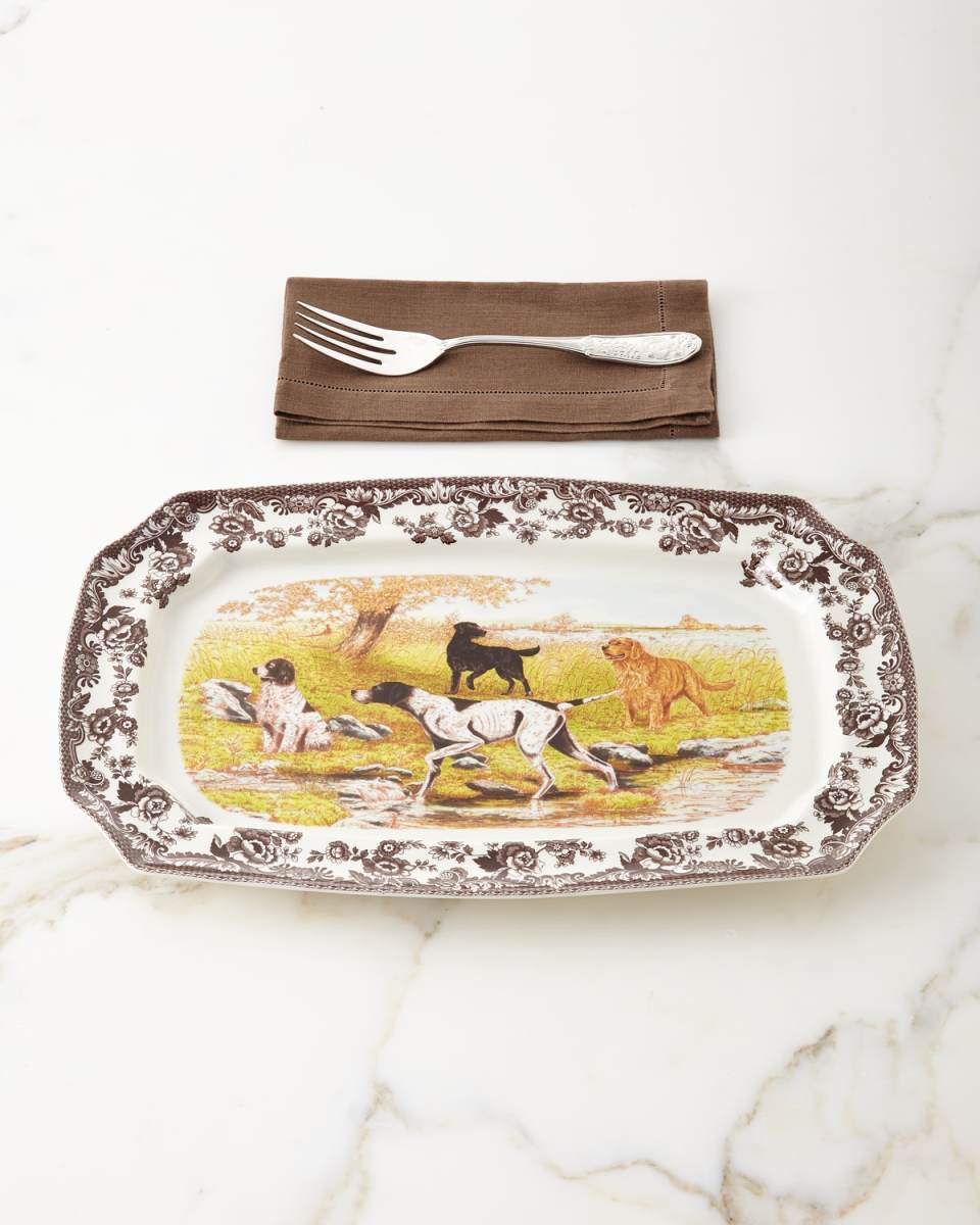 Rectangular Hunting Dogs Platter