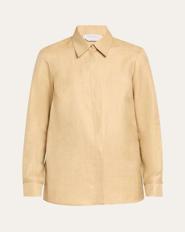 Cruz Wool and Linen Button-Front Shirt