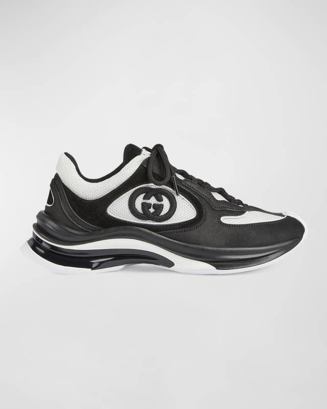 GG Bicolor Suede Mesh Runner Sneakers