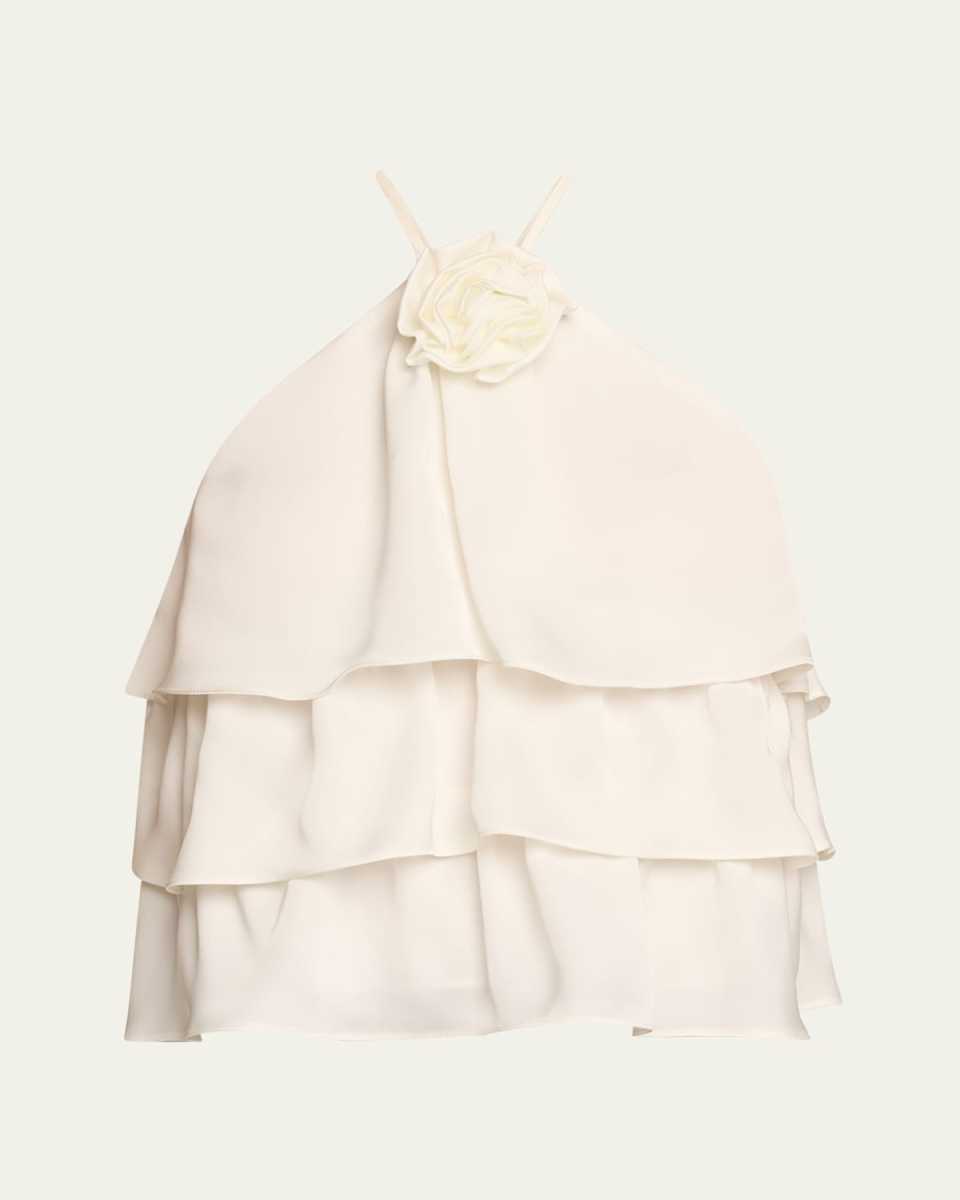Minnie Rosette Tiered Halter Blous