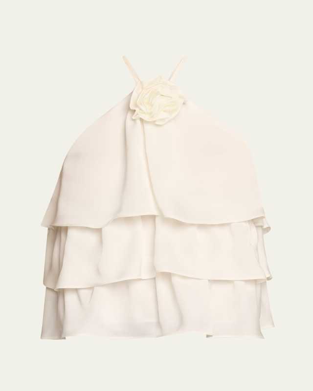 Minnie Rosette Tiered Halter Blous