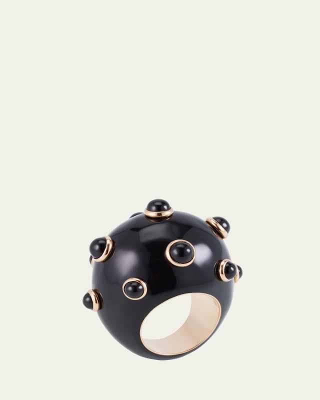 Goccia Ring with Black Enamel and Onyx in 18K Rose Gold