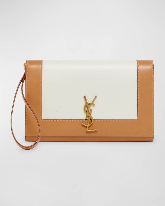 YSL Flap Clutch Bag in Leather
