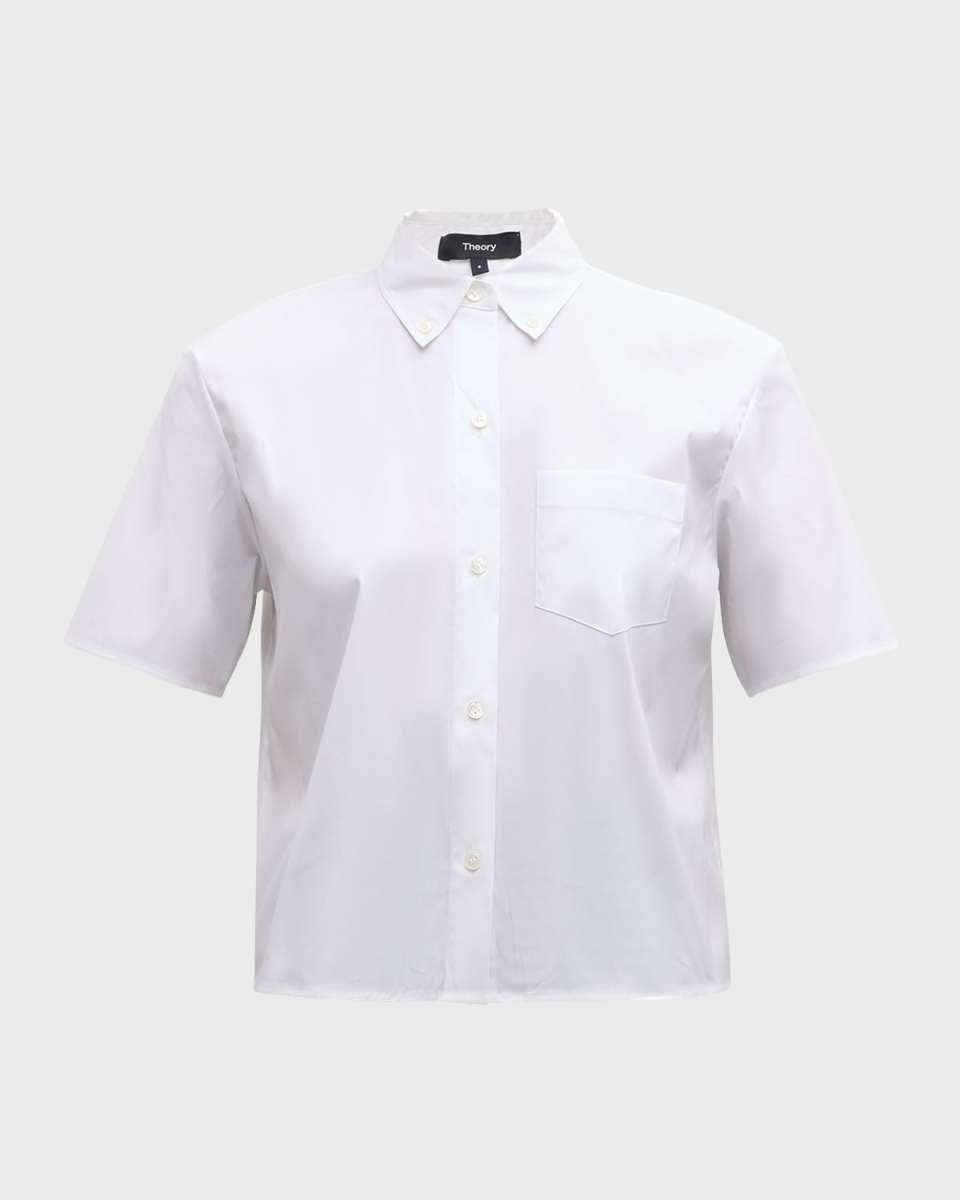 Boxy Button-Front Oxford Shirt