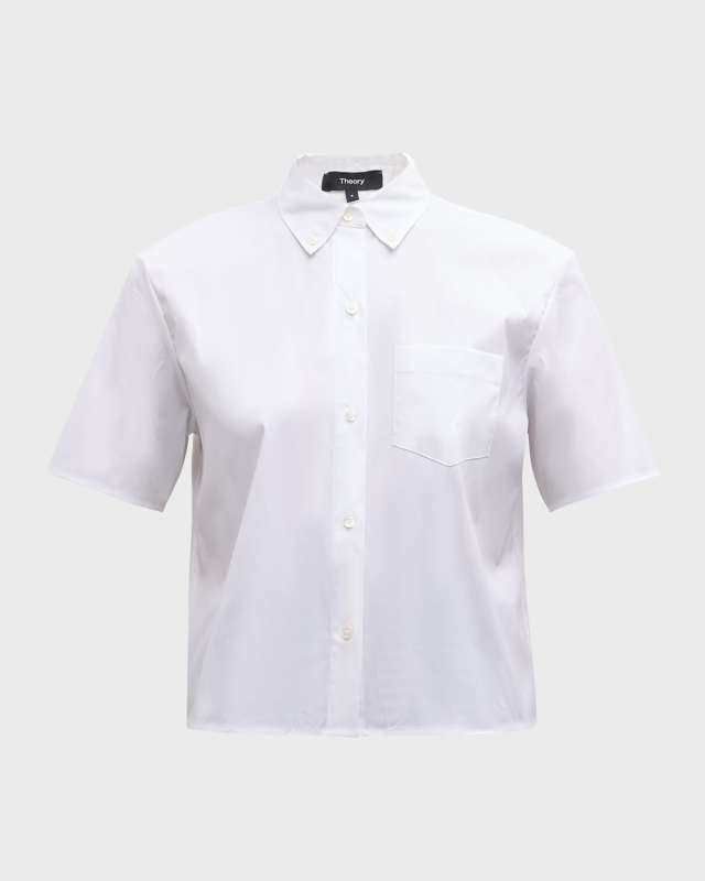 Boxy Button-Front Oxford Shirt