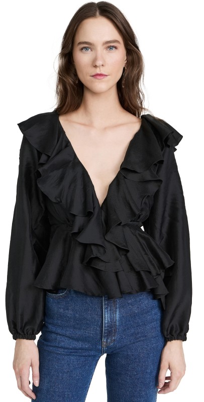 Azeeza Lee Ruffle Top Black