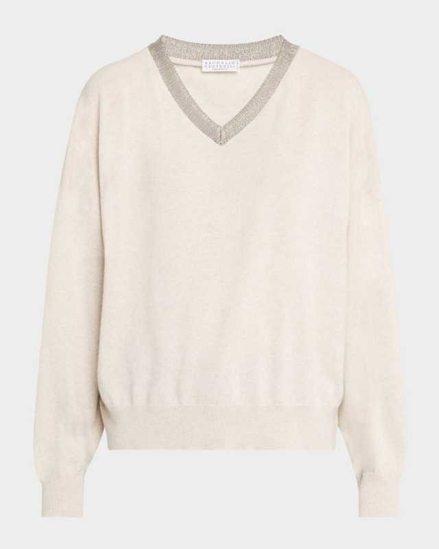 Monili V-Neck Cashmere Boyfriend Sweat