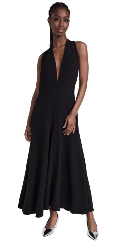 Proenza Schouler Matte Viscose Crepe Twist Back Dress Black