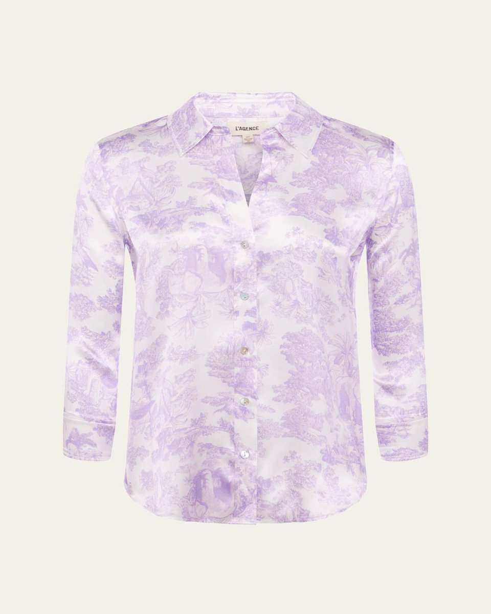 Dani Button-Front Silk Blous