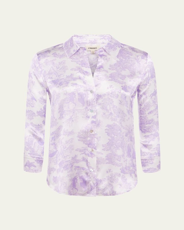 Dani Button-Front Silk Blous