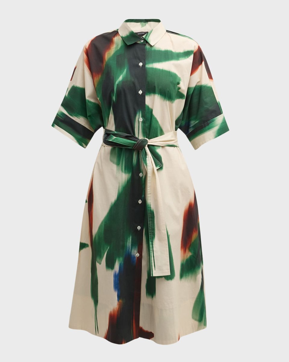Amalfi Abstract-Print Poplin Midi Shirtdress