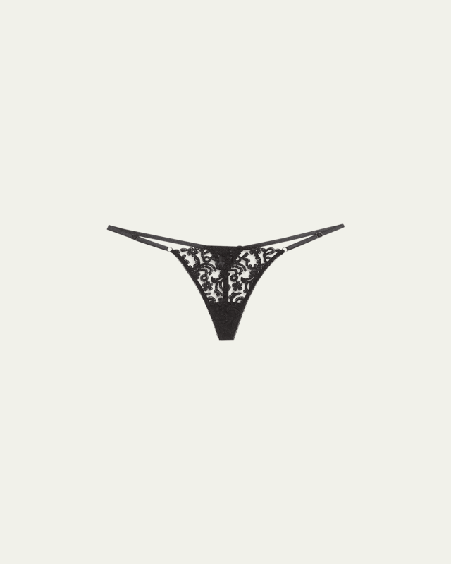Lola Embroidered Stretch Tulle G-String