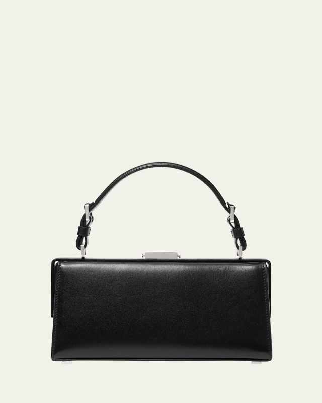 Gwyneth Frame Leather Top-Handle Bag