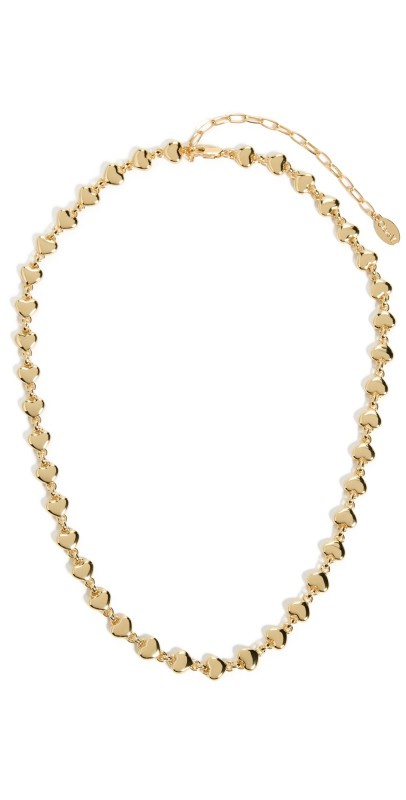 Clare V. Puff Heart Chain Necklace Gold