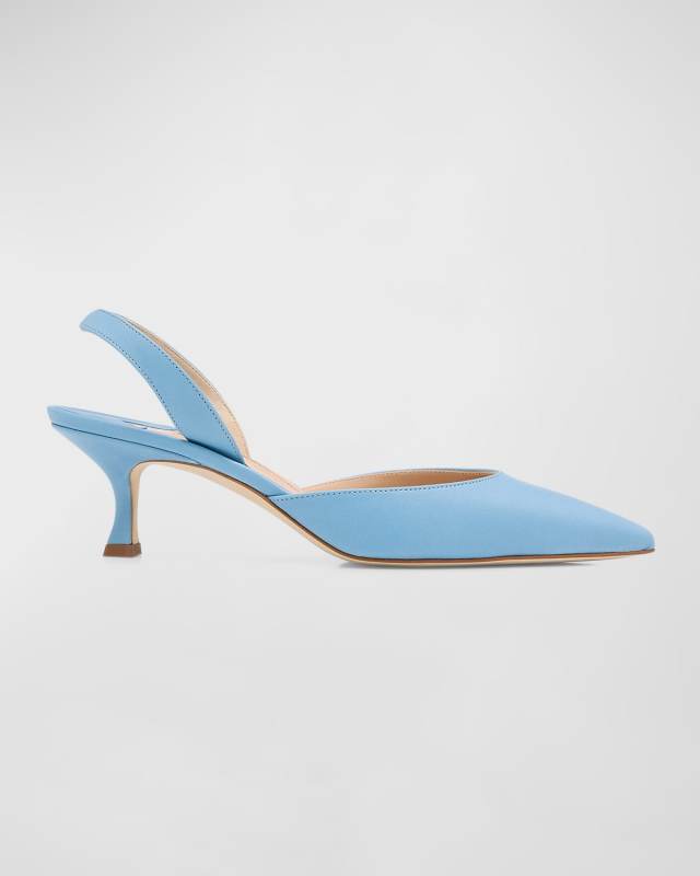 Carolyne Leather Low-Heel Slingback Pump