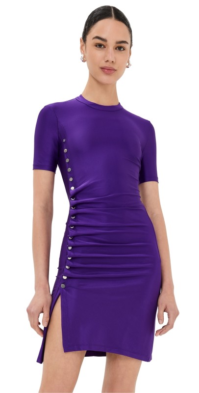 rabanne Drape Pression Mini Dress Violet