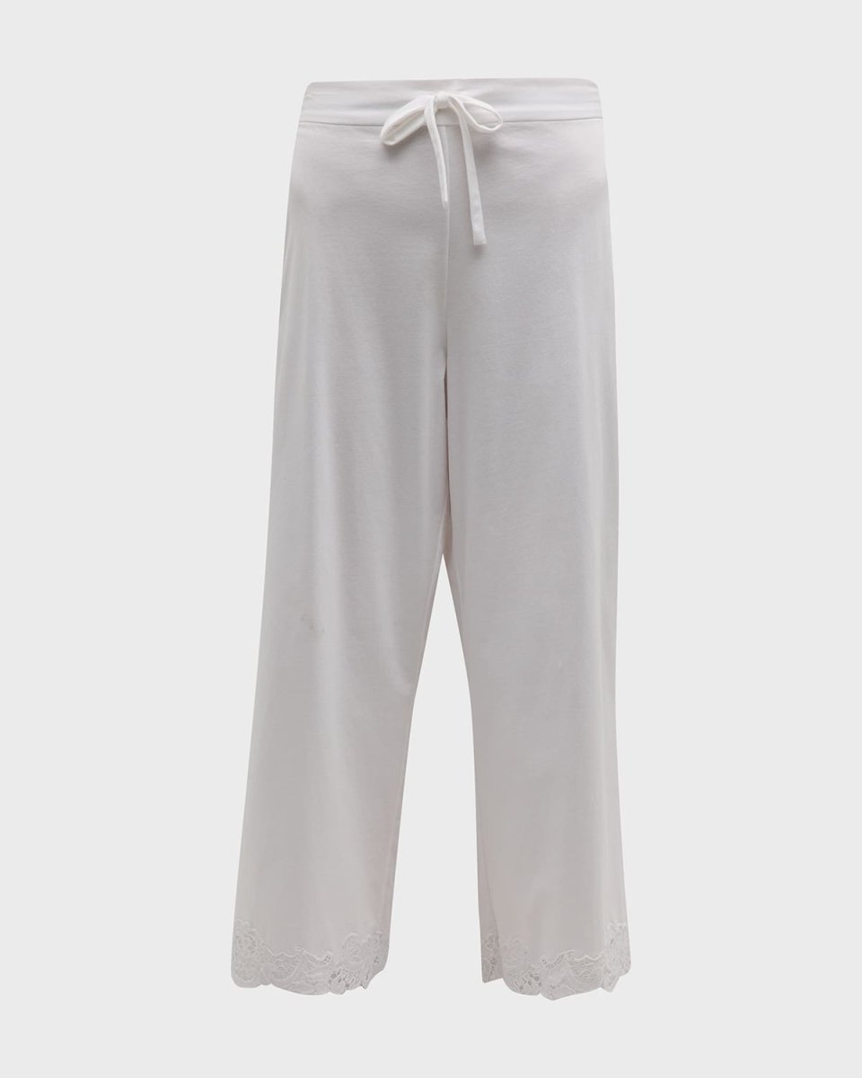 Bliss Harmony Cropped Lace-Trim Cotton Pants