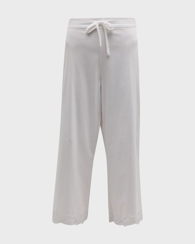 Bliss Harmony Cropped Lace-Trim Cotton Pants