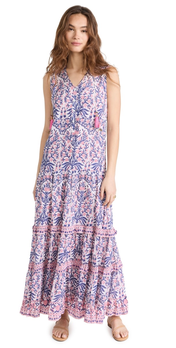 Bell Tegan Maxi Dress Pink and Navy Floral