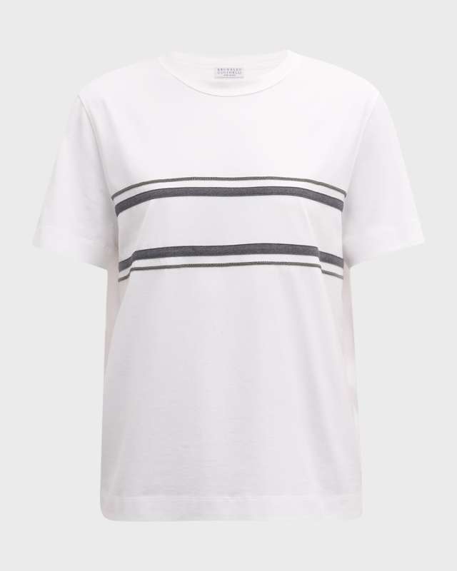 Contrast Stripe And Monili Jersey T-Shirt