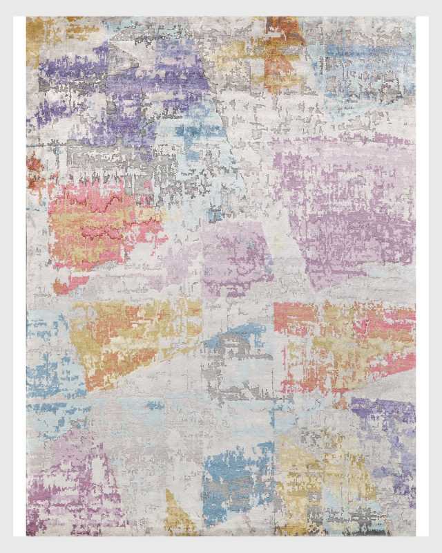 Floor Art Hand-Knotted Ivory & Lavender Rug, 6' x 9'