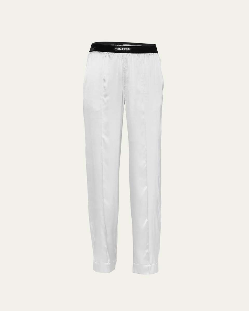Logo-Banded Silk PJ Pants