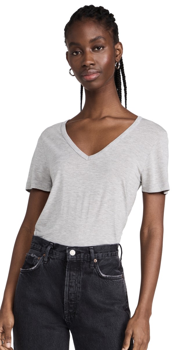 AGOLDE Cameron V Neck Tee Grey Heather