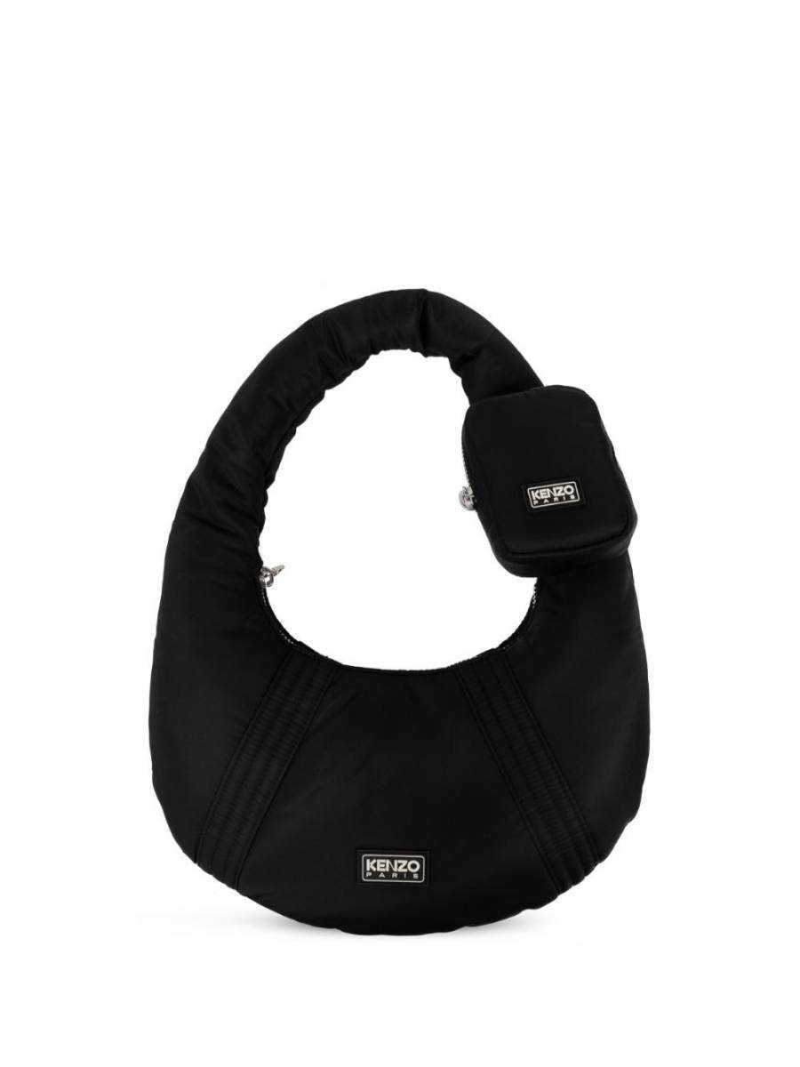 logo-appliqué ribbed-detail shoulder bag