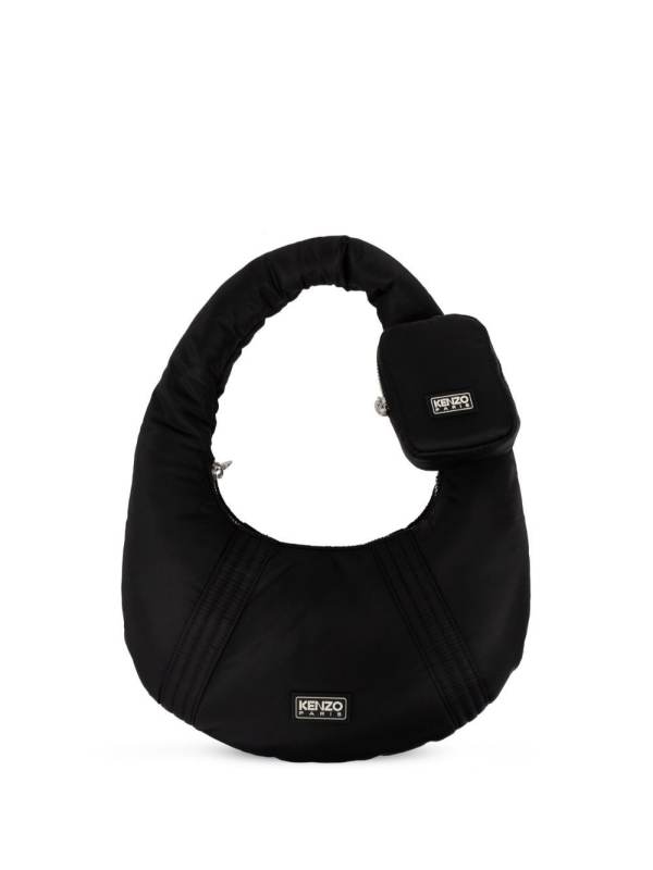 logo-appliqué ribbed-detail shoulder bag