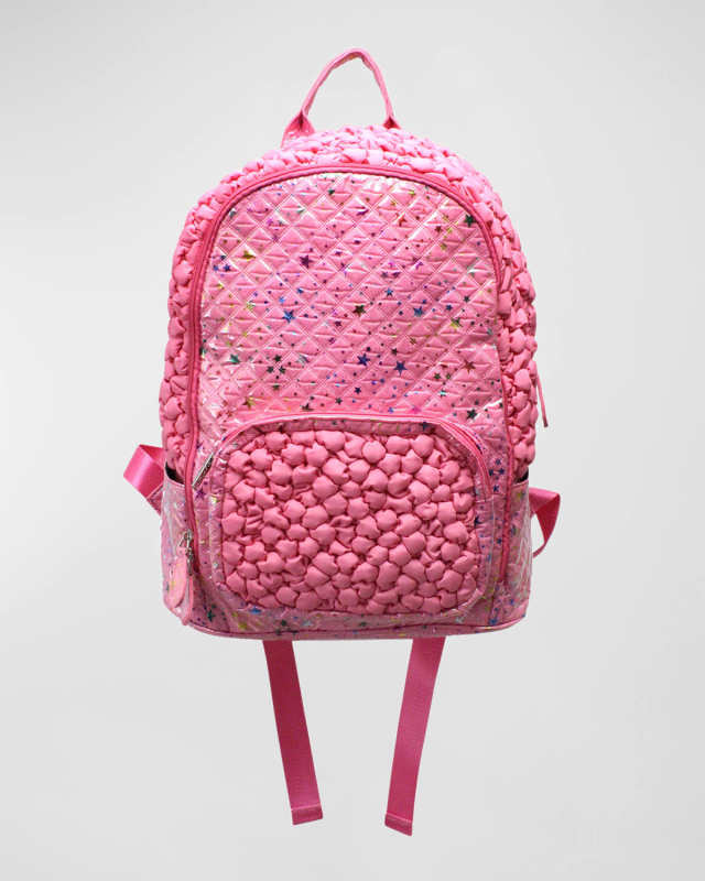 Girl's Multicolor Star-Print Textured Backpack