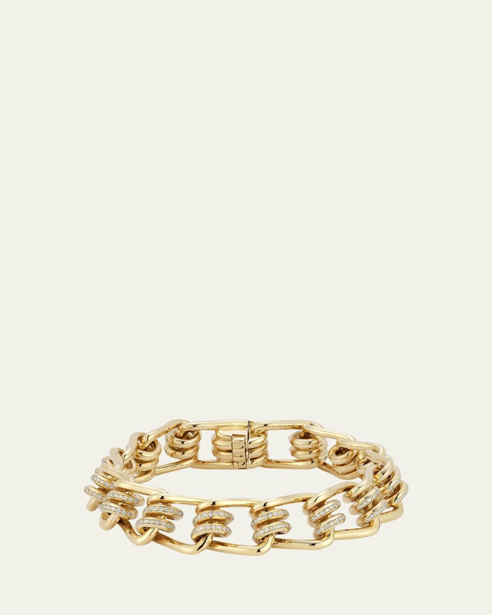 Huxley 18K Yellow Gold Diamond Coil Link Bracelet, Size 6.5