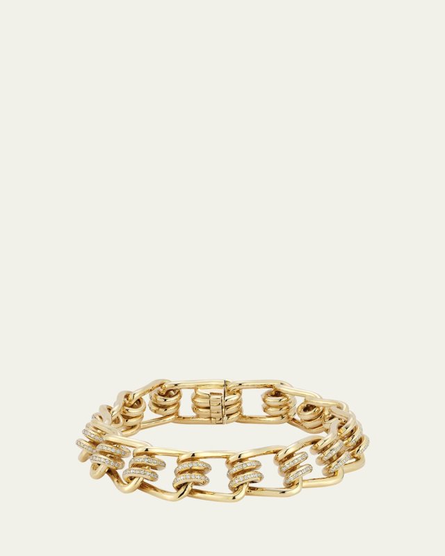 Huxley 18K Yellow Gold Diamond Coil Link Bracelet, Size 6.5