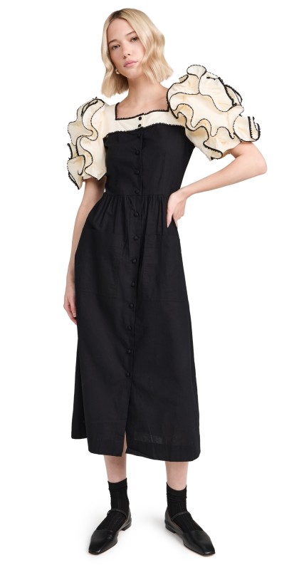 Sea Paloma Puff Sleeve Dress Black
