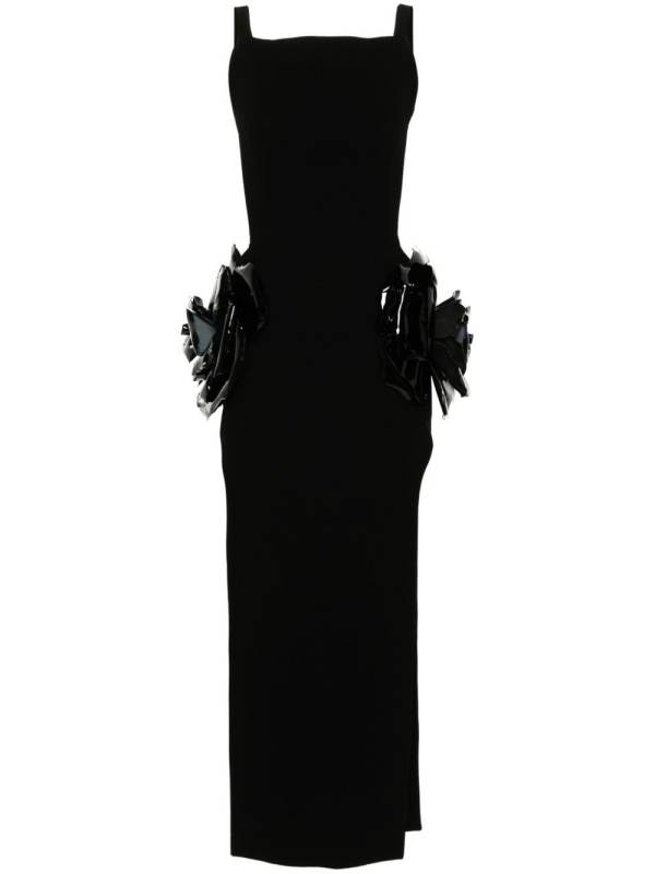 floral-appliqué gown