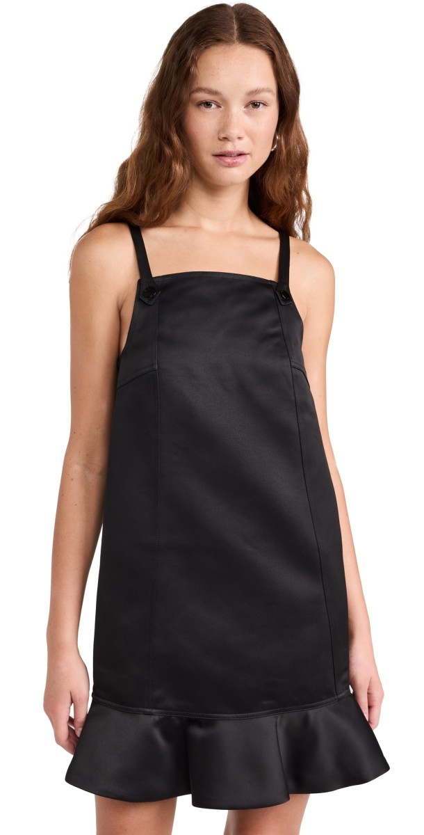 GANNI Duchesse Satin Mini Dress Black