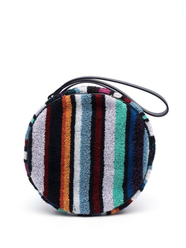 oval-body striped wash bag