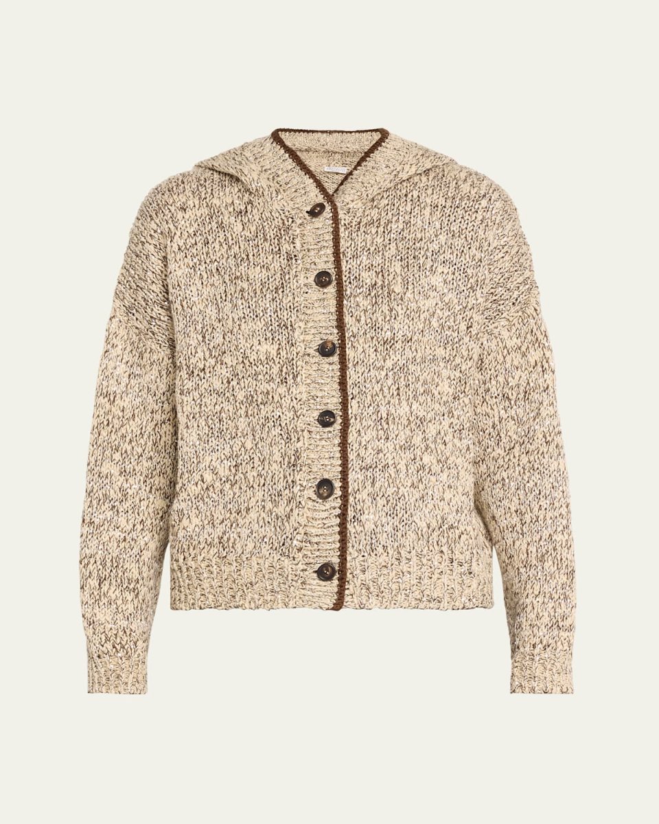 Paillette Chine Knit Hooded Cardigan
